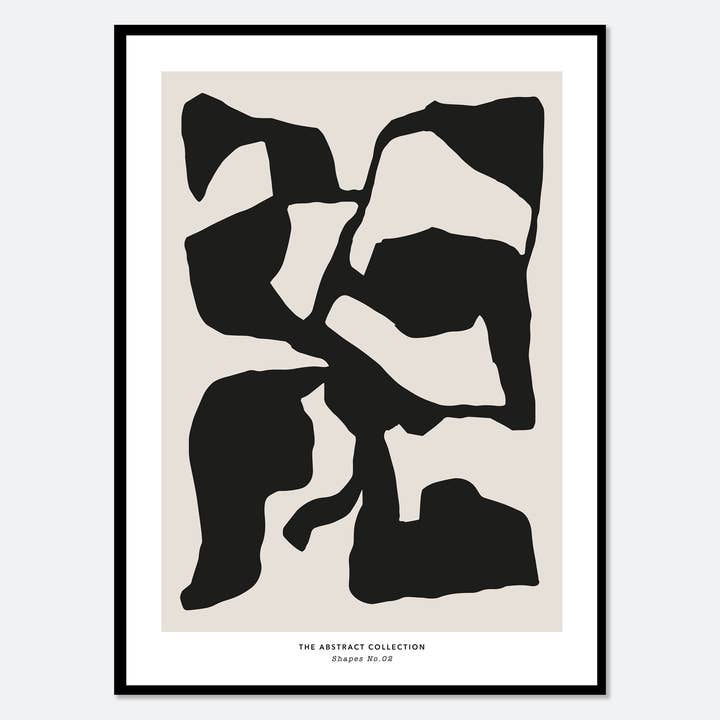 Minimalistische abstrakte Mid-Century-Formen in Schwarz und Beige AB16 für den Großhandel von Sugar & Canvas