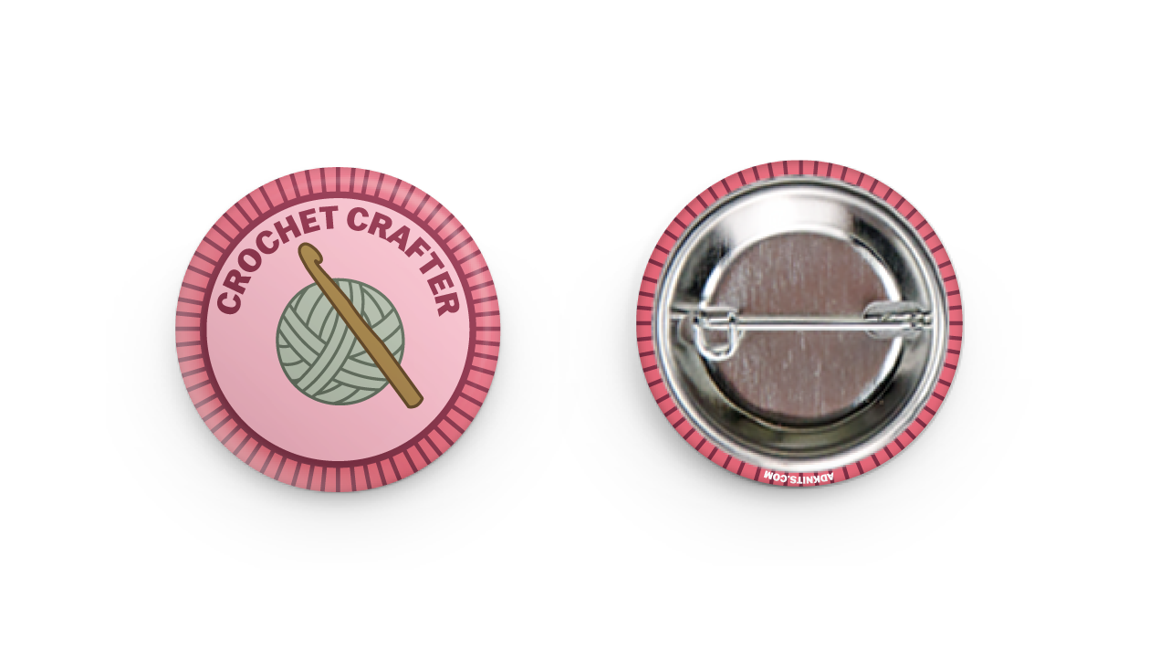 Camp Stitchwood - Wholesale Lapel Pin/Button - Crochet Crafter Crocheting Merit Badge4