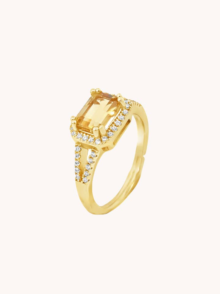 Bague en or avec citrine, pierre de naissance - Cadeau de fête, Bijou tendance pour la vente par Gratinsta