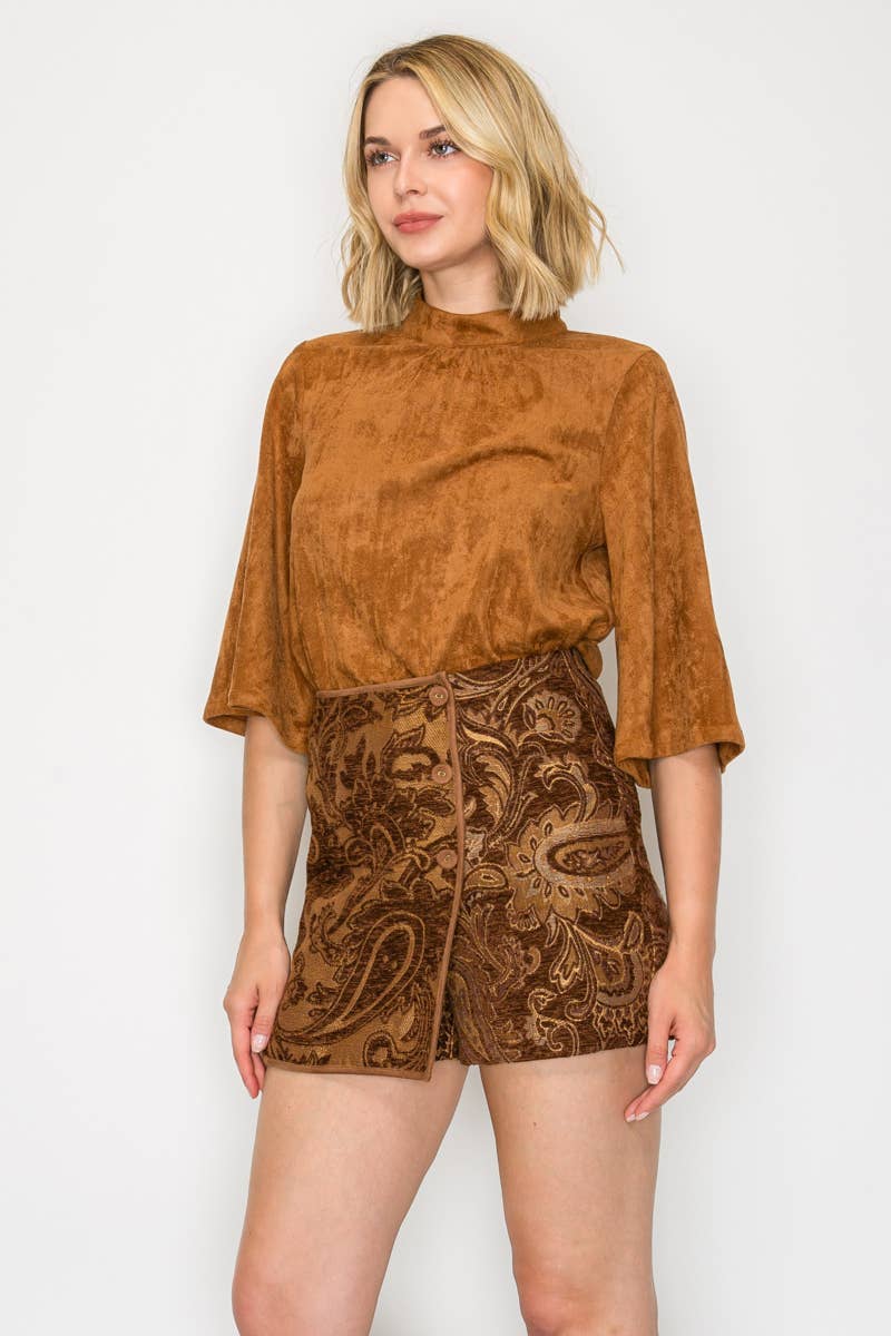 LoveWednesday - Wholesale Shorts - Women's - Love Story Brown Paisley Skort - LWP13468