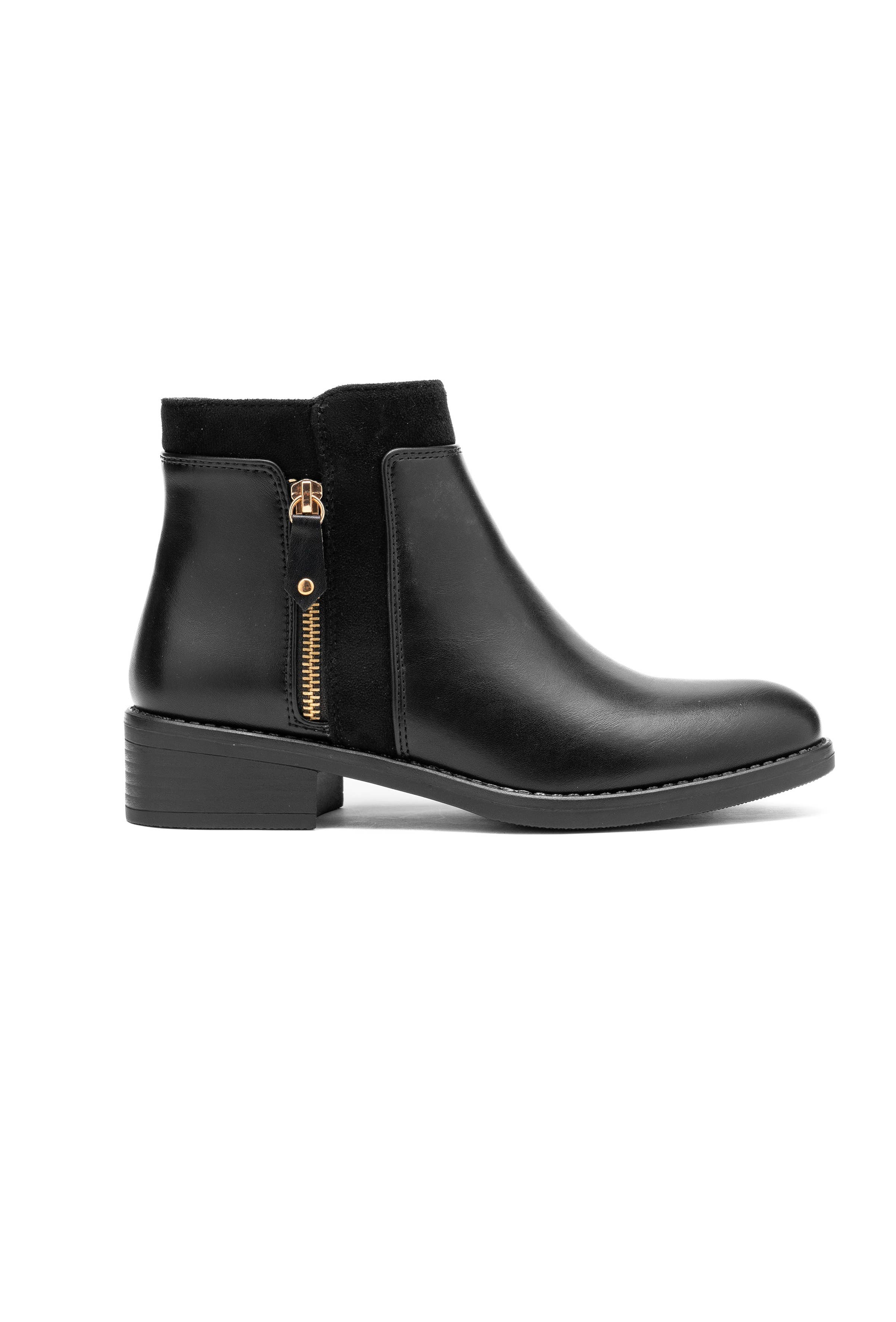 C'M PARIS - Wholesale Chelsea Boots - Women's - Chic Ankle Boots with Gold Side Zipper 683271