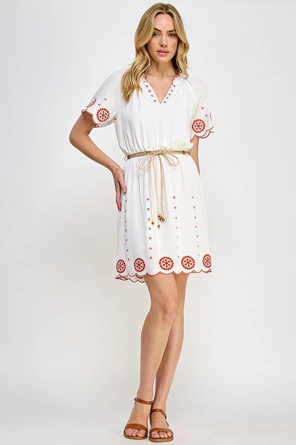 RUBIENN - Vente Robe – femme - Robe en broderie anglaise unie5