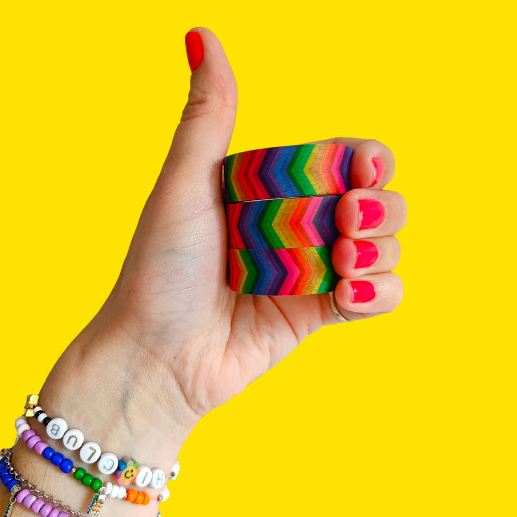 The Paper Lobster - Vente Rubans adhésifs Washi - Ruban Washi à chevrons arc-en-ciel