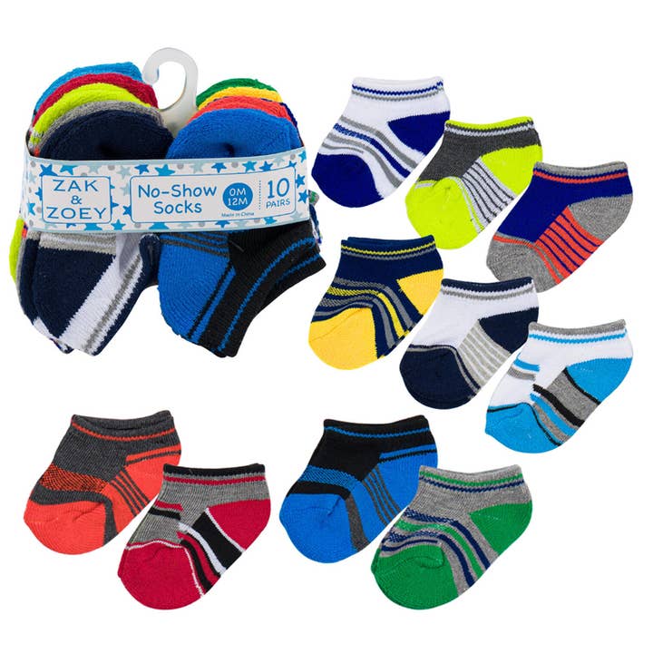 Boys No Show Socks- 0-12M- Assorted Design for wholesale by Deluxe Import Trading