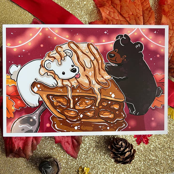 Apple Pie Bear Date ~ Print for wholesale by Woolblossom