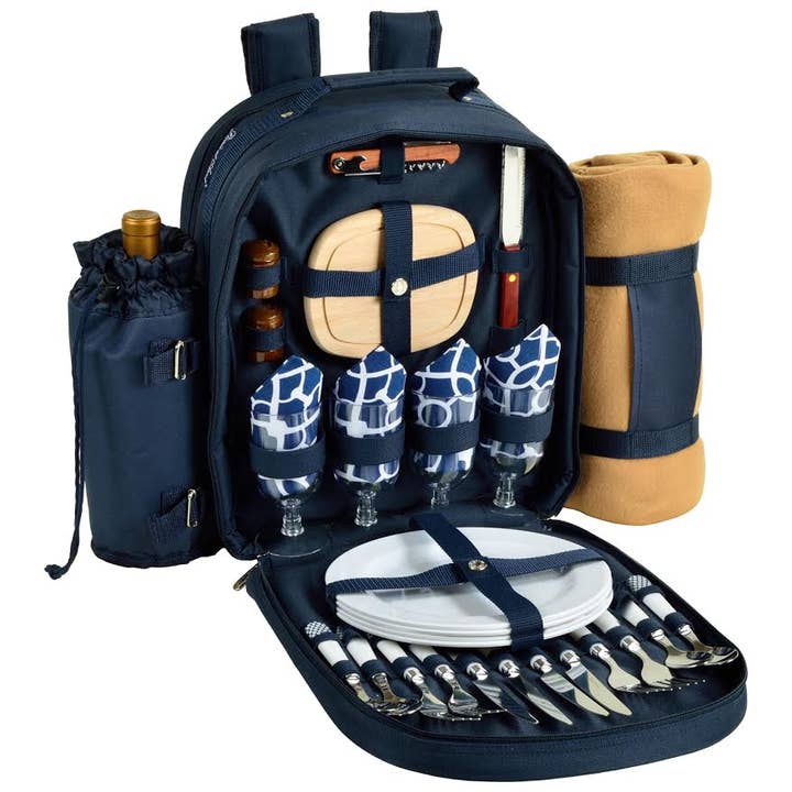 Picnic at Ascot - Wholesale Picnic Basket - Picnic Backpack for Four with Blanket