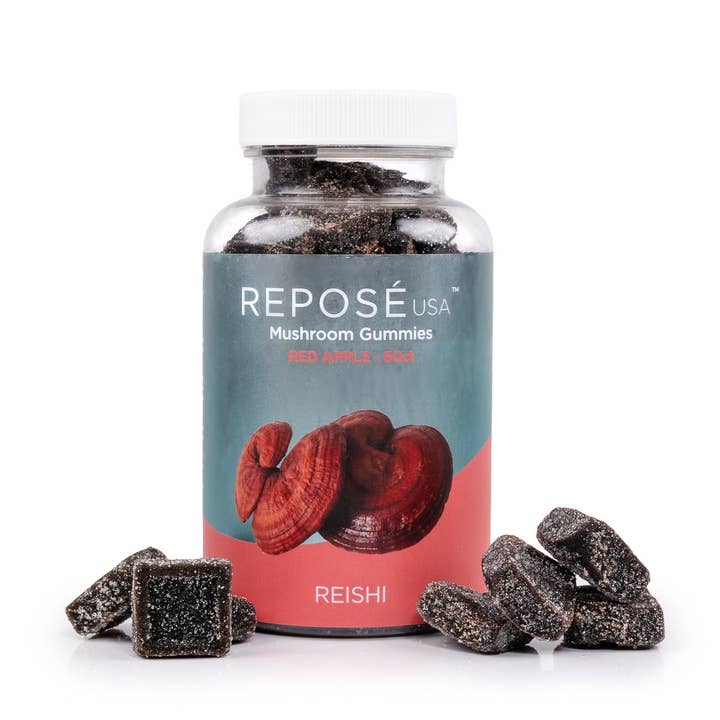 Vitamines gélifiées aux champignons Reishi et aux pommes rouges Repose pour la vente par Reposé
