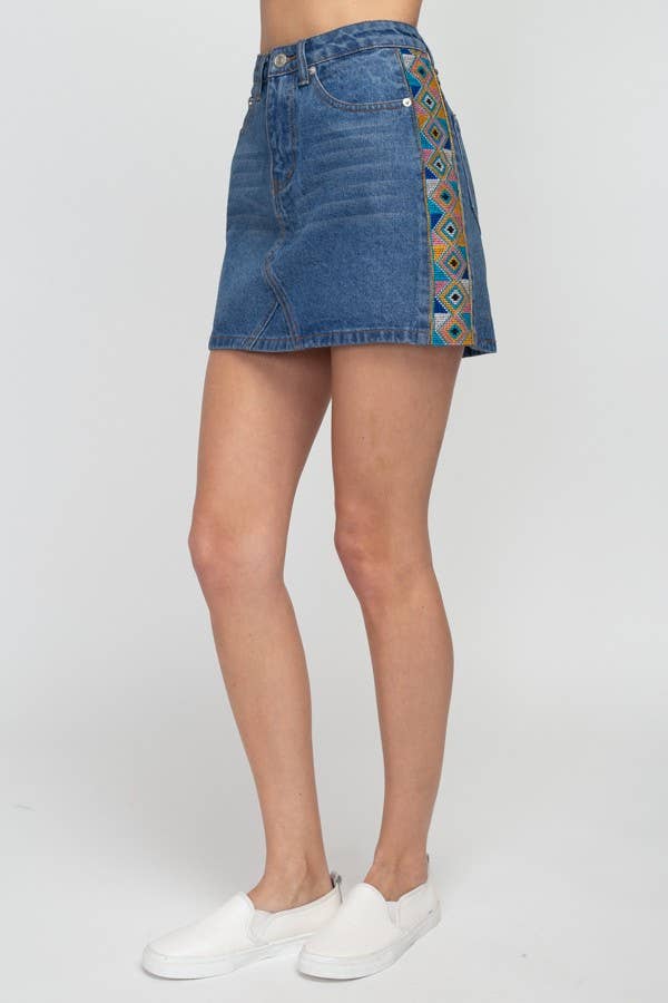 GEOMETRIC SIDE TAPE DENIM SKIRT S7422 for wholesale on Faire3