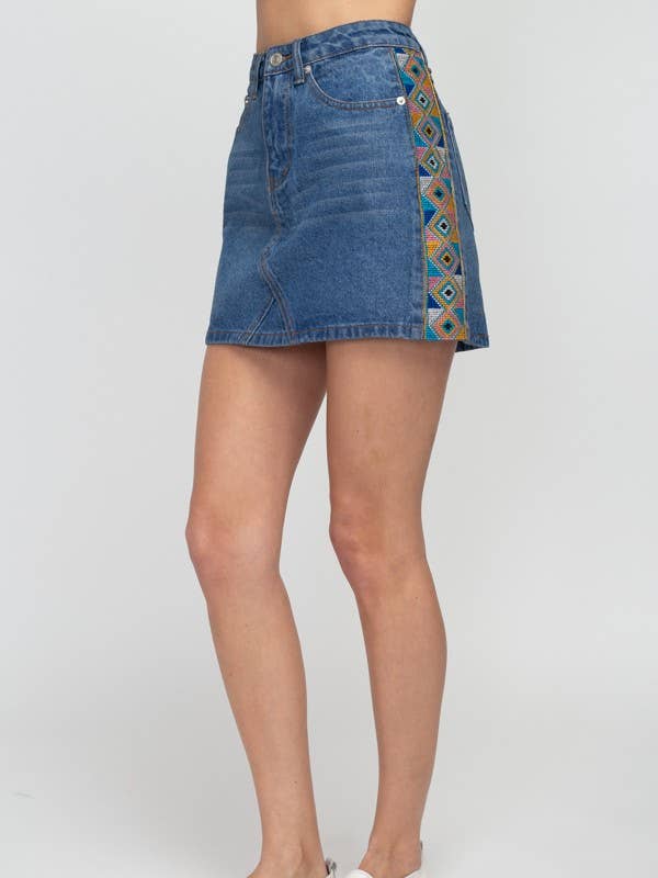 GEOMETRIC SIDE TAPE DENIM SKIRT S7422 for wholesale on Faire3
