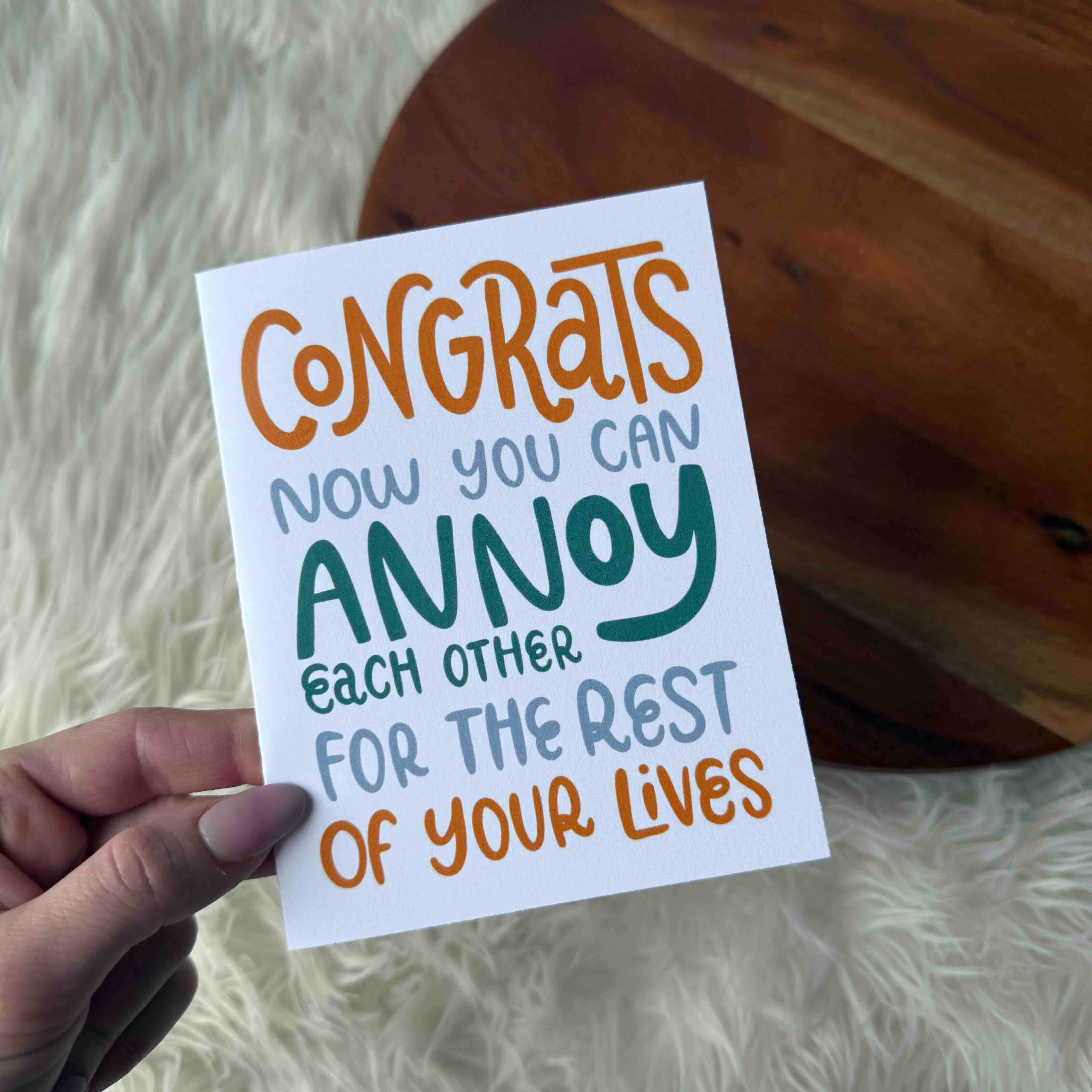 Big Moods - Wholesale Wedding Card - "Congrats, now you can annoy each other" Funny Wedding Card2