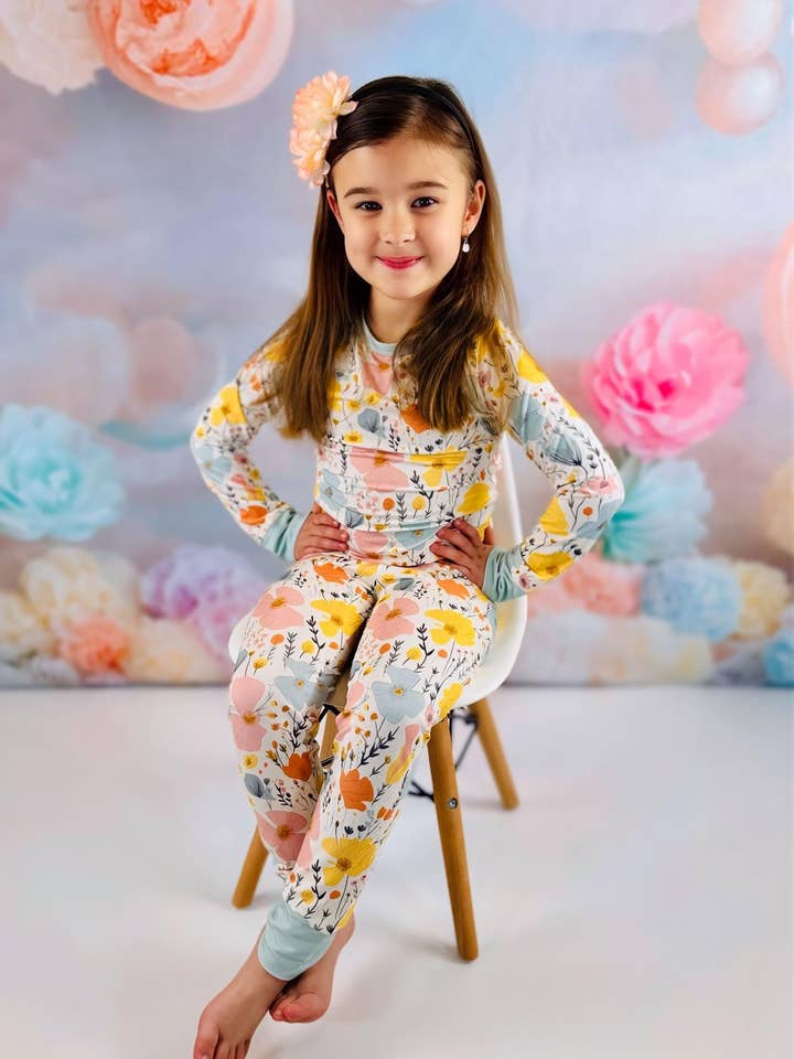 Long Sleeve Pajama Set - Poppy for wholesale by Little Grey