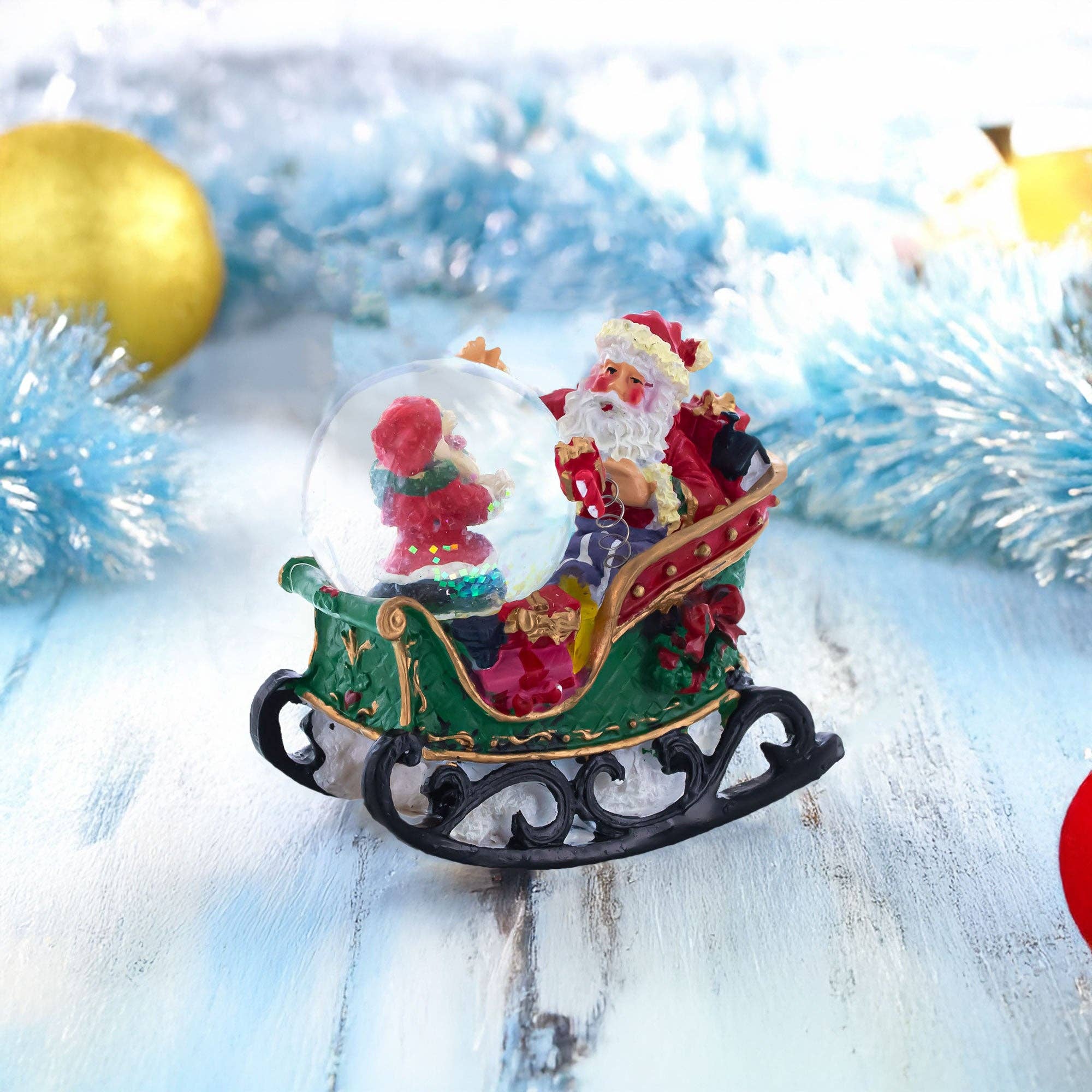 BestPysanky - Wholesale Snow Globe - Santa's Joyful Sleigh Ride Mini Snow Water Globe1