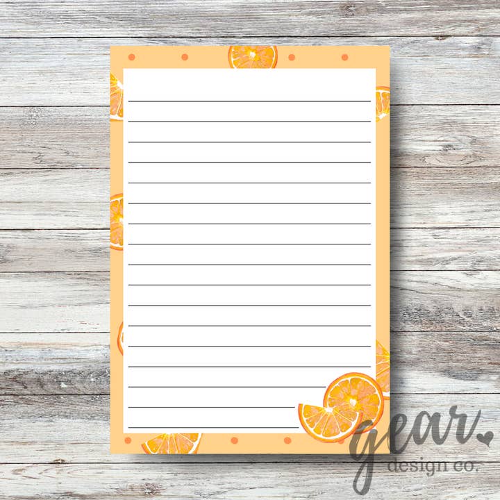 Orange Oranges Lined Notepad for wholesale by Gearhart Design Co.