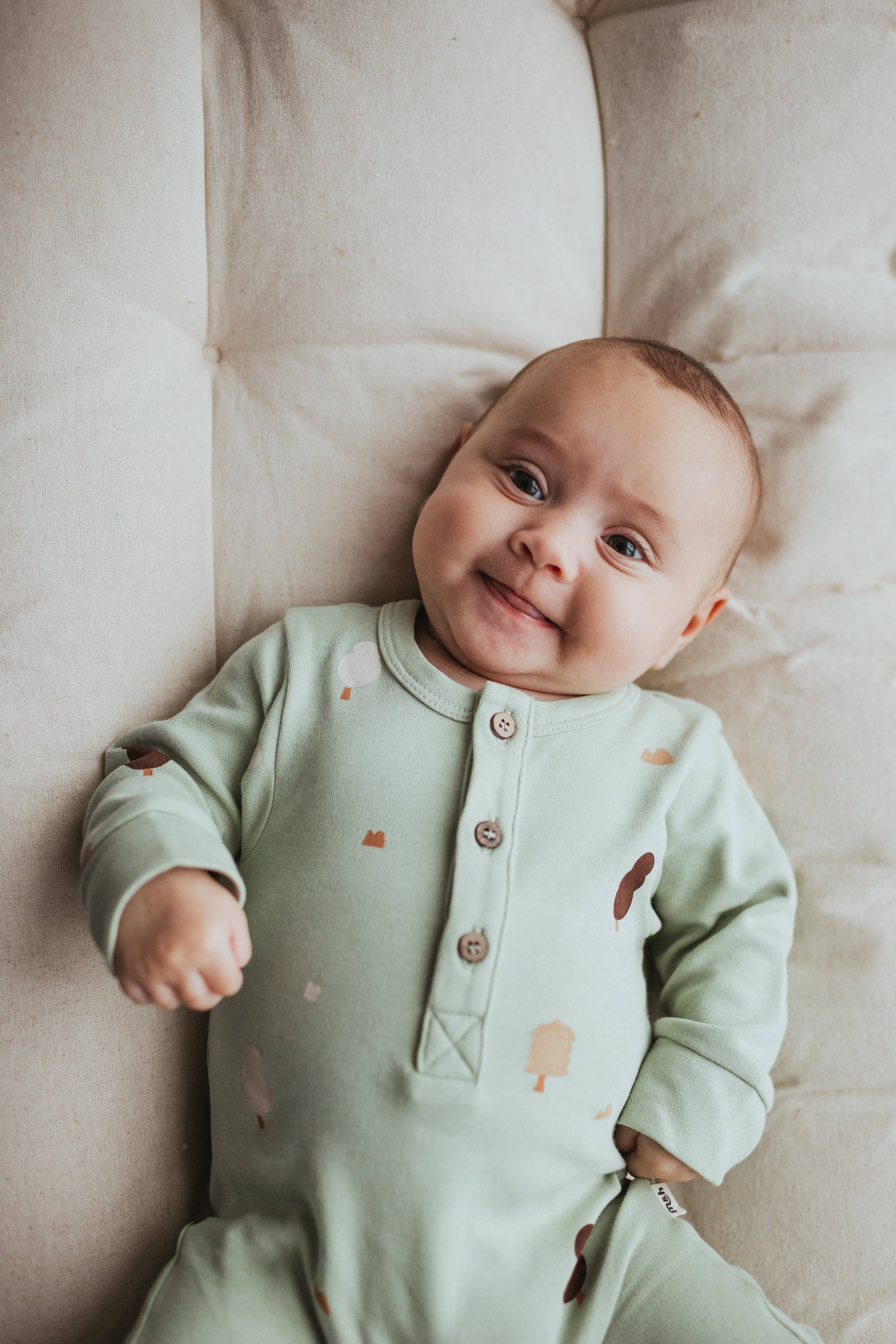 Mini & Humble - Wholesale Jumpsuit - Baby - 100% Organic Cotton Footless Romper in Sage1