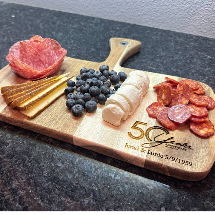 Charcuterie Board with Handle - Acacia Wood - Blank Board for wholesale by The Teehive