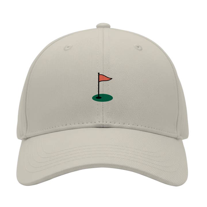 Golf Flag - Dad Hat - Ivory for wholesale by Knotted Pine Trading Co.
