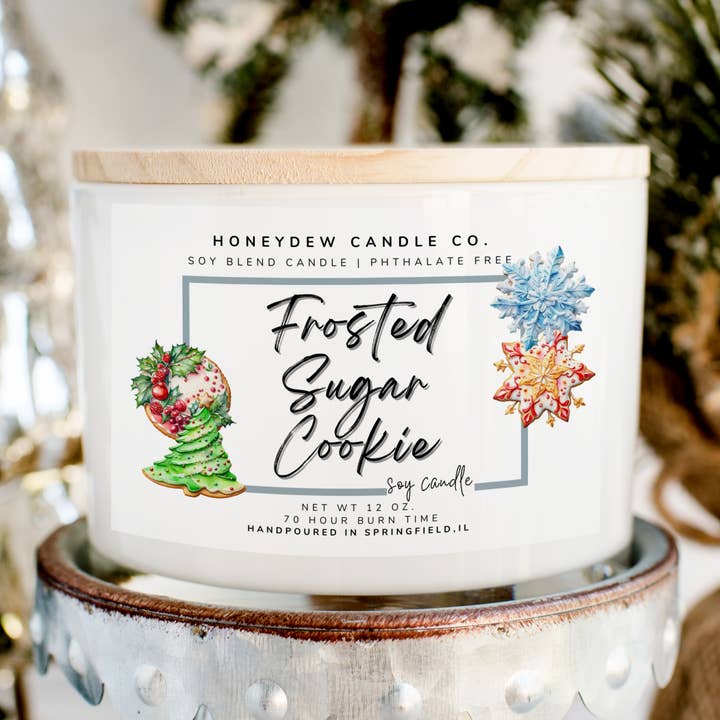 3 Wick Candle 12 oz Frosted Sugar Cookie for wholesale by Honeydew Candle Co.