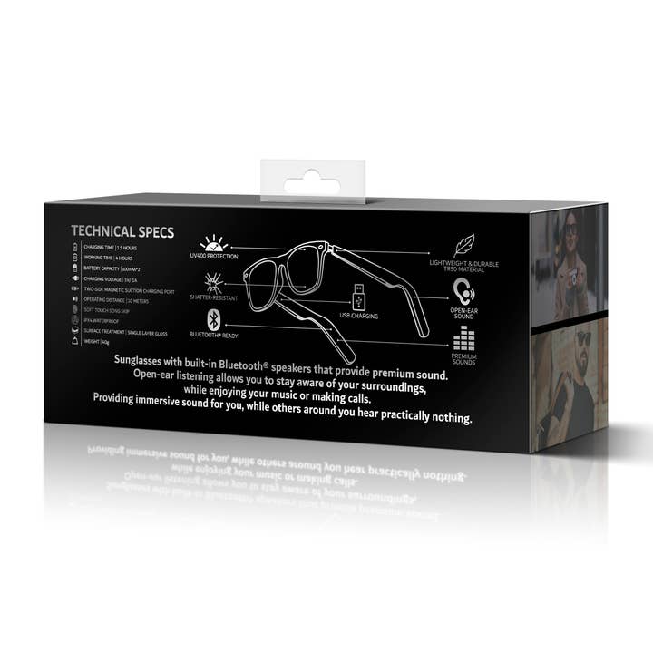 Cloudz - Wholesale Sunglasses - Unisex - 👓 Sun Sound Bluetooth Sunglasses CLASSIC / BLACK (MED-LG)2