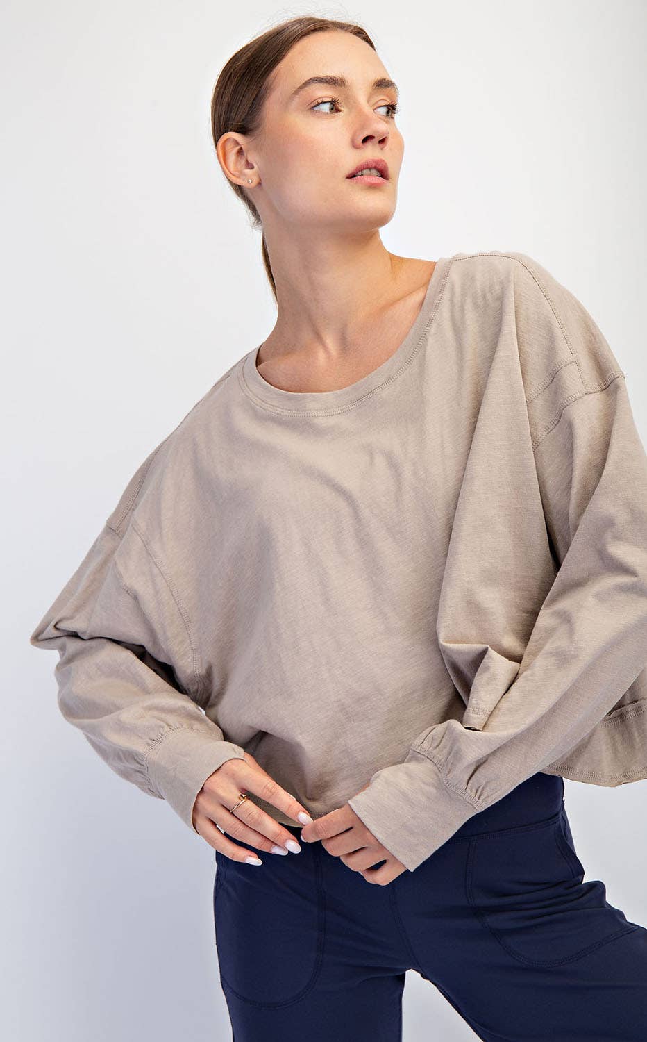 Rae Mode - Wholesale Lounge Top - Women's - COTTON SLUB OPEN BACK LONG SLEEVE TOP33