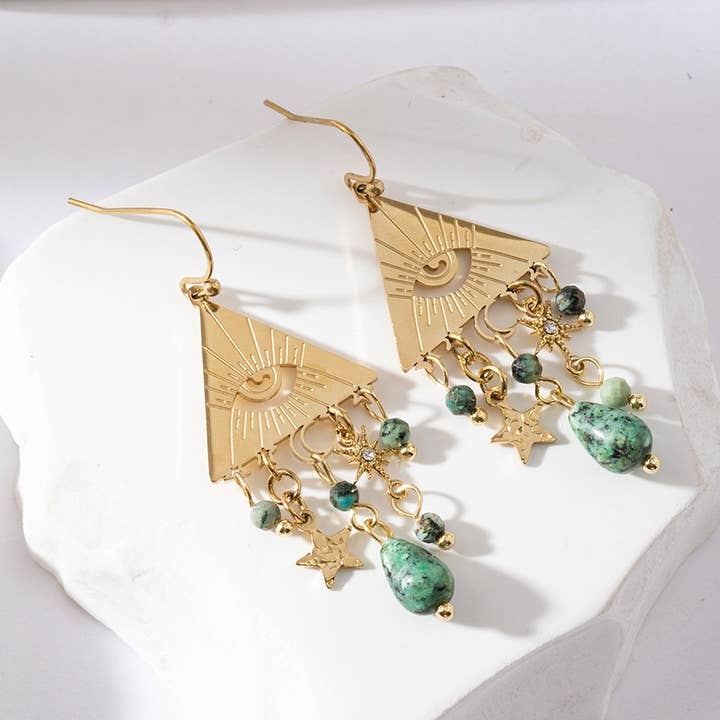 Triangle drop earrings with crystals - Amalia for wholesale by Lovelika