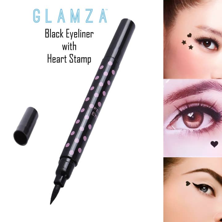 My Wholesale Warehouse - Wholesale Eyeliner/Pencil - Glamza 2 in 1 Liquid Eyeliner with Heart Stamp