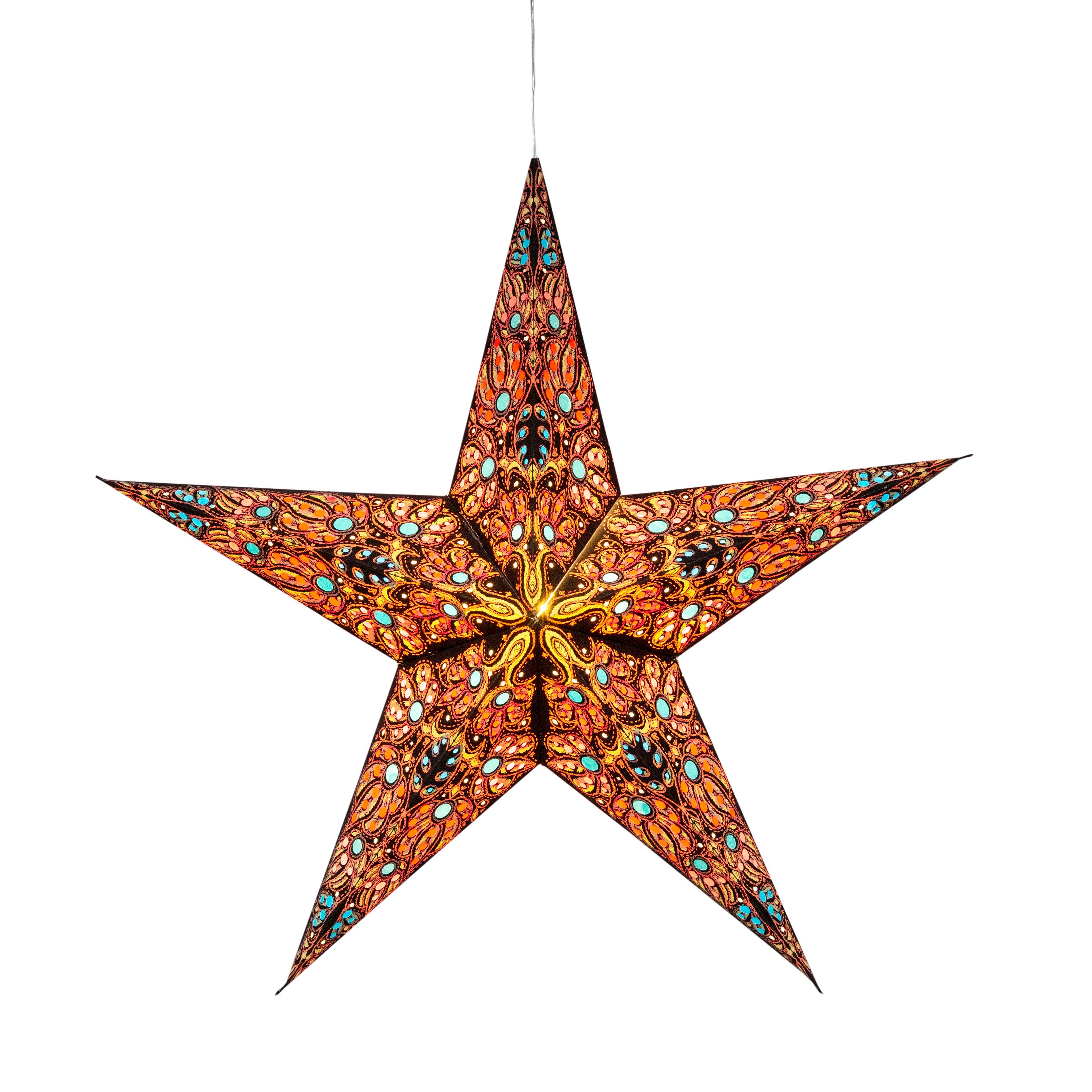 Artschatz LLC - Wholesale Paper Lantern/Lamp - Cosecha 5 Pointer 24" Black/Yellow  Paper Star Lantern Light6