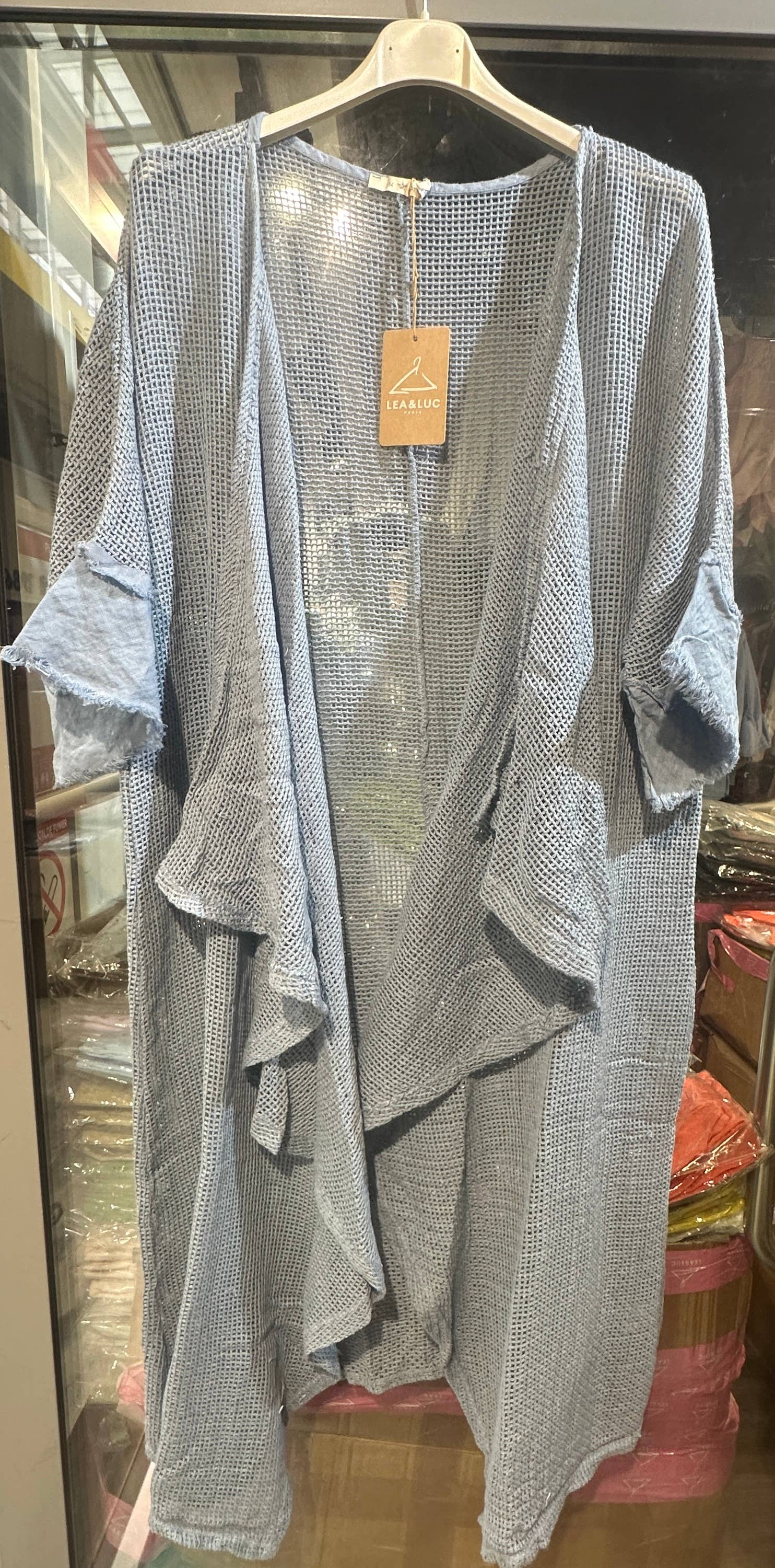 LÉA & LUC - Wholesale Vest - Dames - Opengewerkt vest van 100% katoen met 100% linnen mouwen REF. 6086522