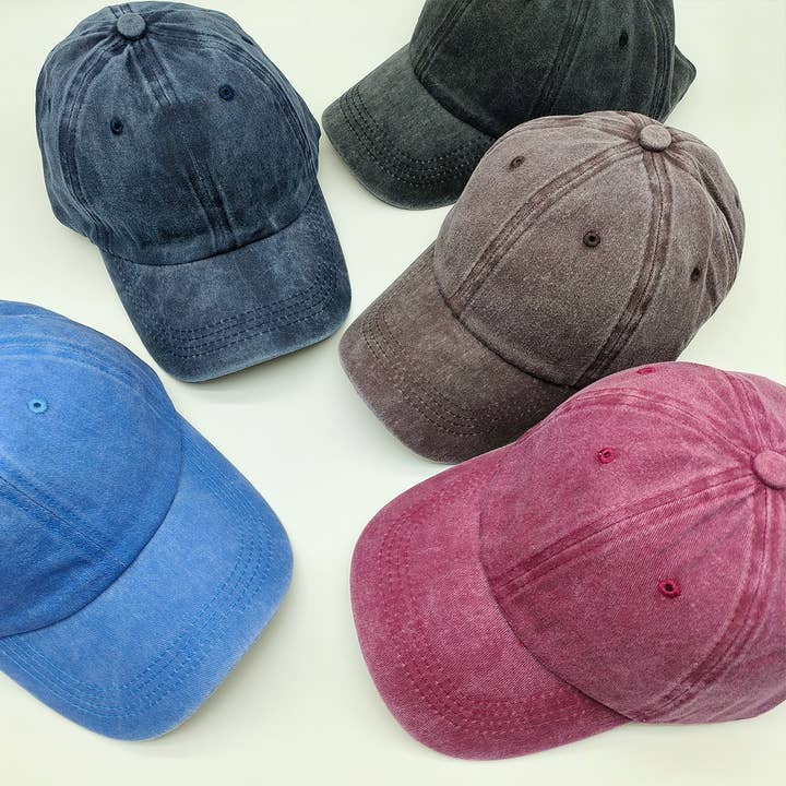 ACCITY - Wholesale Baseball Cap - Women's - Summer Washed Solid Baseball Cap, Sun Hat CWAH20619