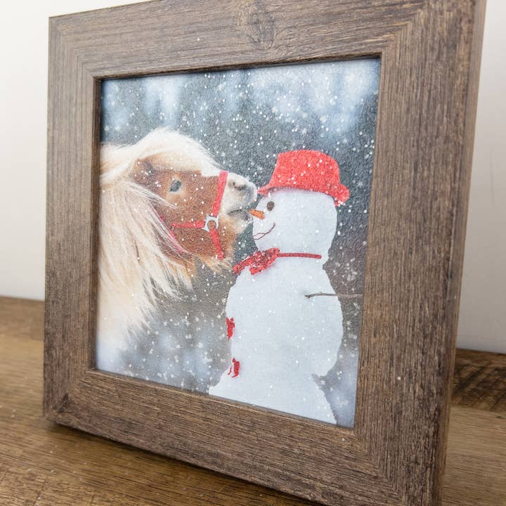 Summer Snow Art - Wholesale Christmas Wall Art - Snowman Horse Pony Can't Resist Art Picture Christmas1