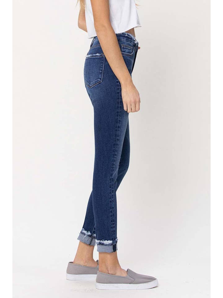 MYSTIC RIVER HIGH RISE SEAMLESS WAISTBAND CUFFED SKINNY JEANS F4315 for wholesale on Faire5