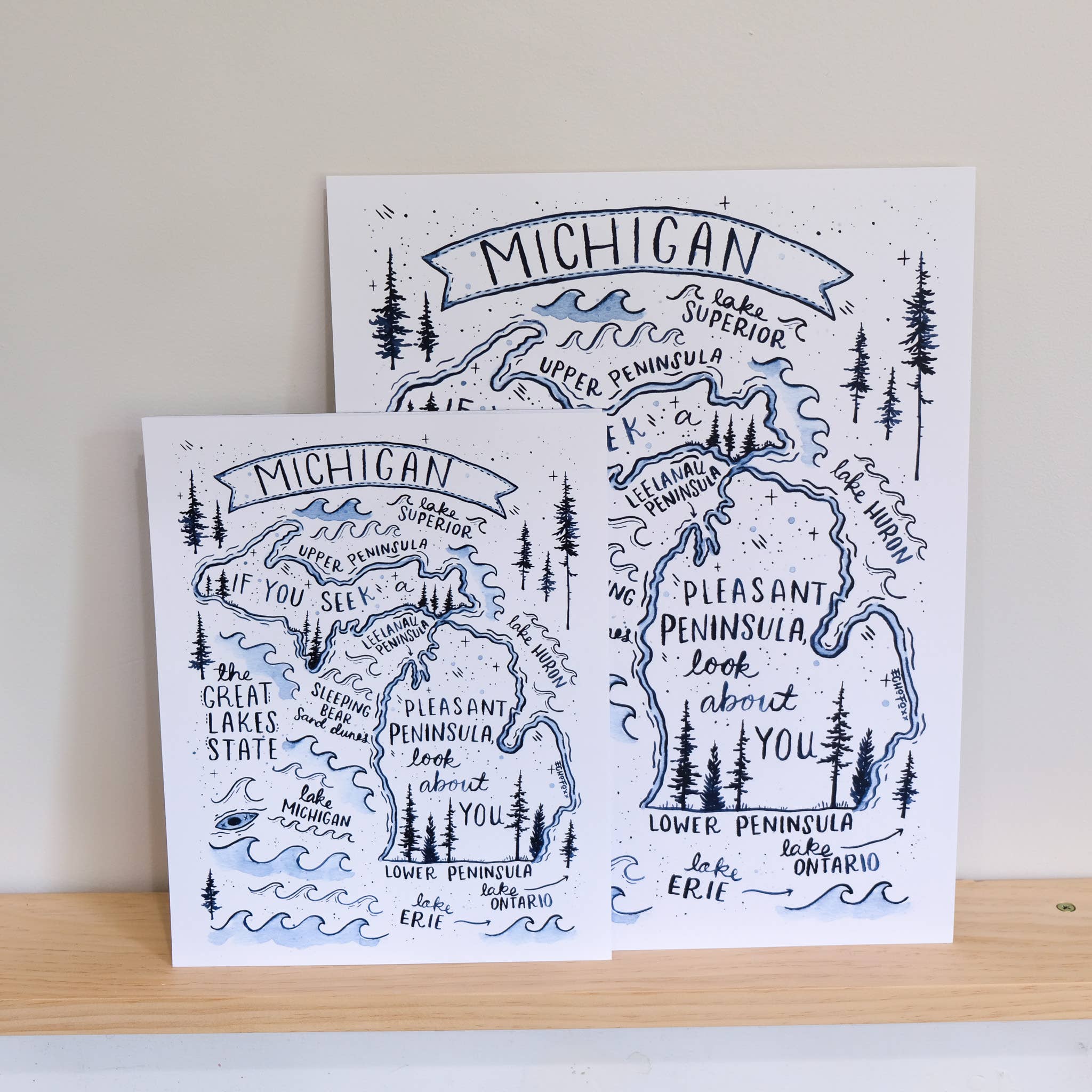Echo Foxx - Wholesale Art Print - Michigan Map Watercolor Print4