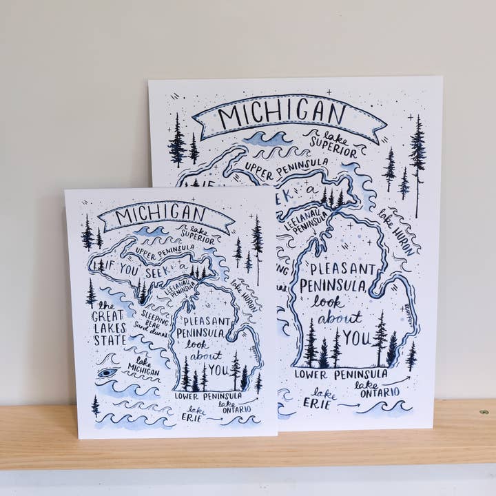 Echo Foxx - Wholesale Art Print - Michigan Map Watercolor Print4