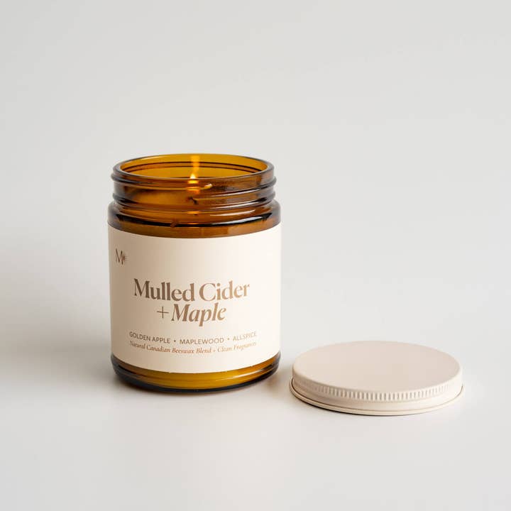 Cidre épicé + Érable | Bougie en cire d'abeille canadienne pour la vente par Misiyo Candle Co
