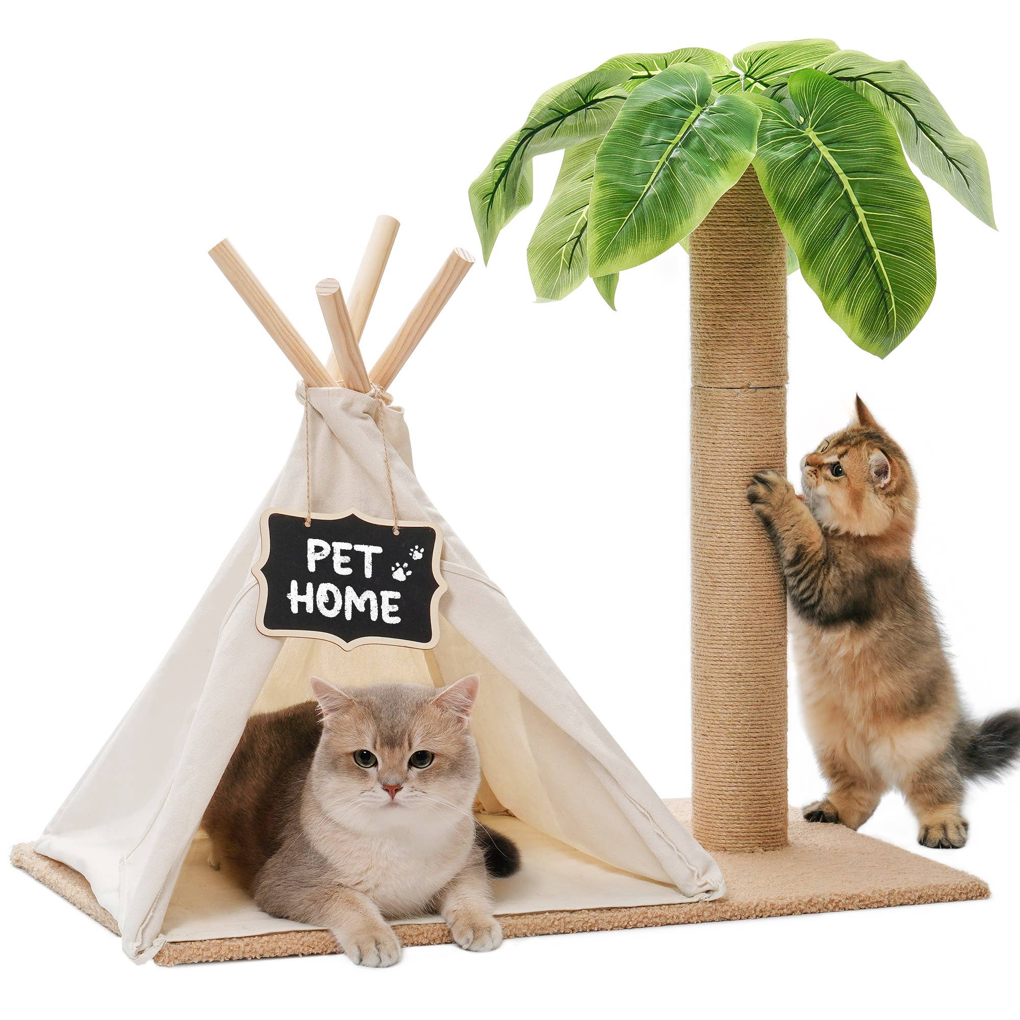 Robud & Mewoofun Official Store – Großhandel Haustier-Kratzfläche – Katze – Katzen-Kratzbaum mit Sisalstamm und Teepee-Spielzelt für drinnen8