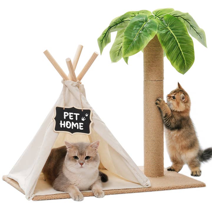 Robud & Mewoofun Official Store – Großhandel Haustier-Kratzfläche – Katze – Katzen-Kratzbaum mit Sisalstamm und Teepee-Spielzelt für drinnen8