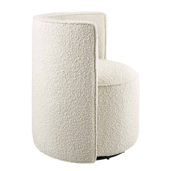 Ivory Della Boucle Fabric Swivel Chair for wholesale on Faire
