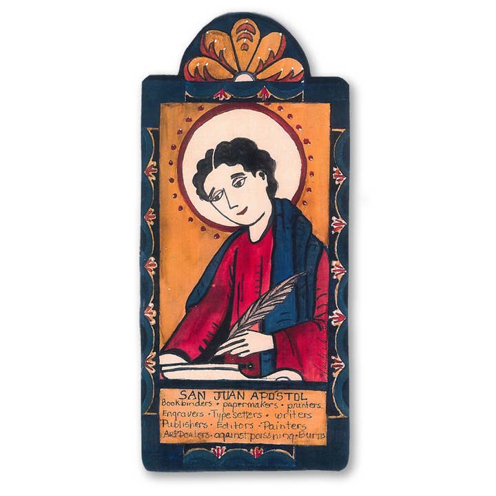 Lynn Garlick Retablos - Wholesale Painting/Drawing - San Juan Apostol - Bookbinders, Writers & Printers