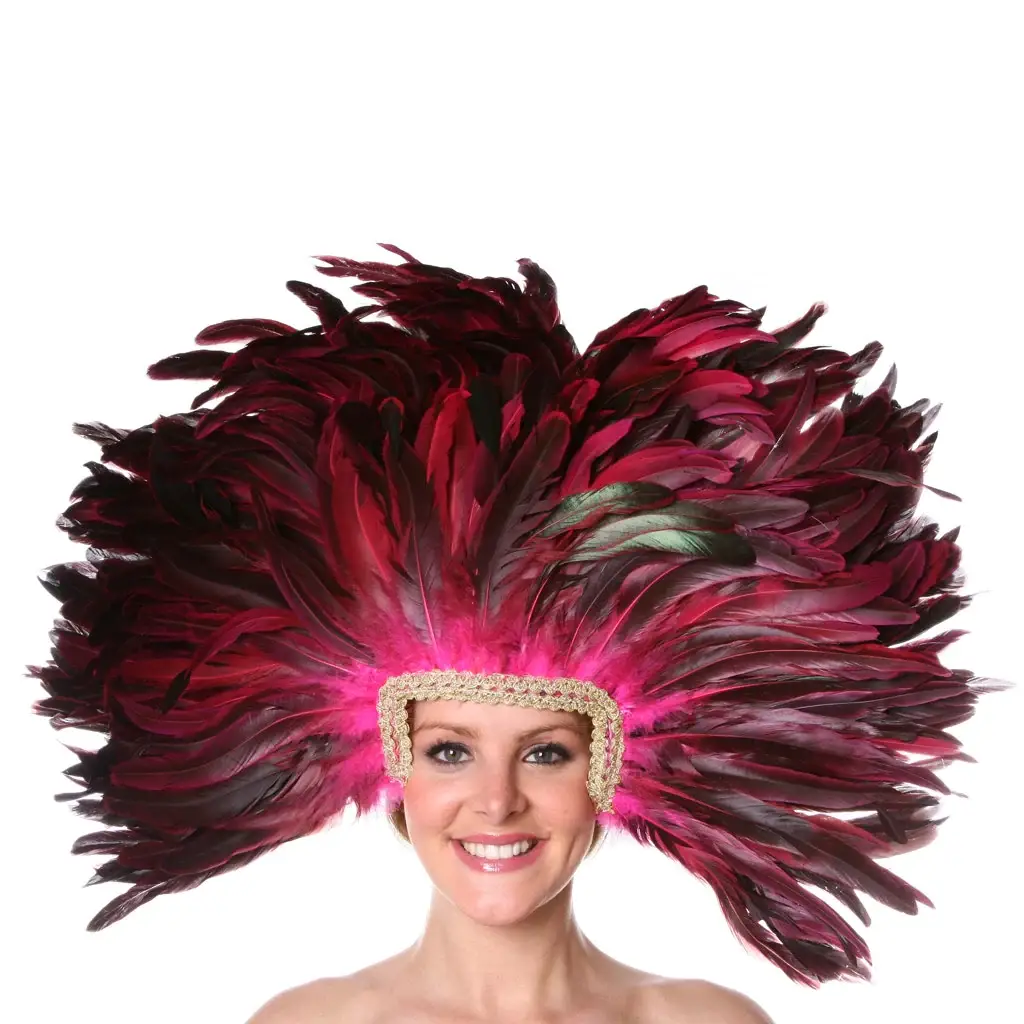Zucker Feather Products – wholesale Costume – Women's – Feather Headdress Mask-Dyed - Shocking Pink1