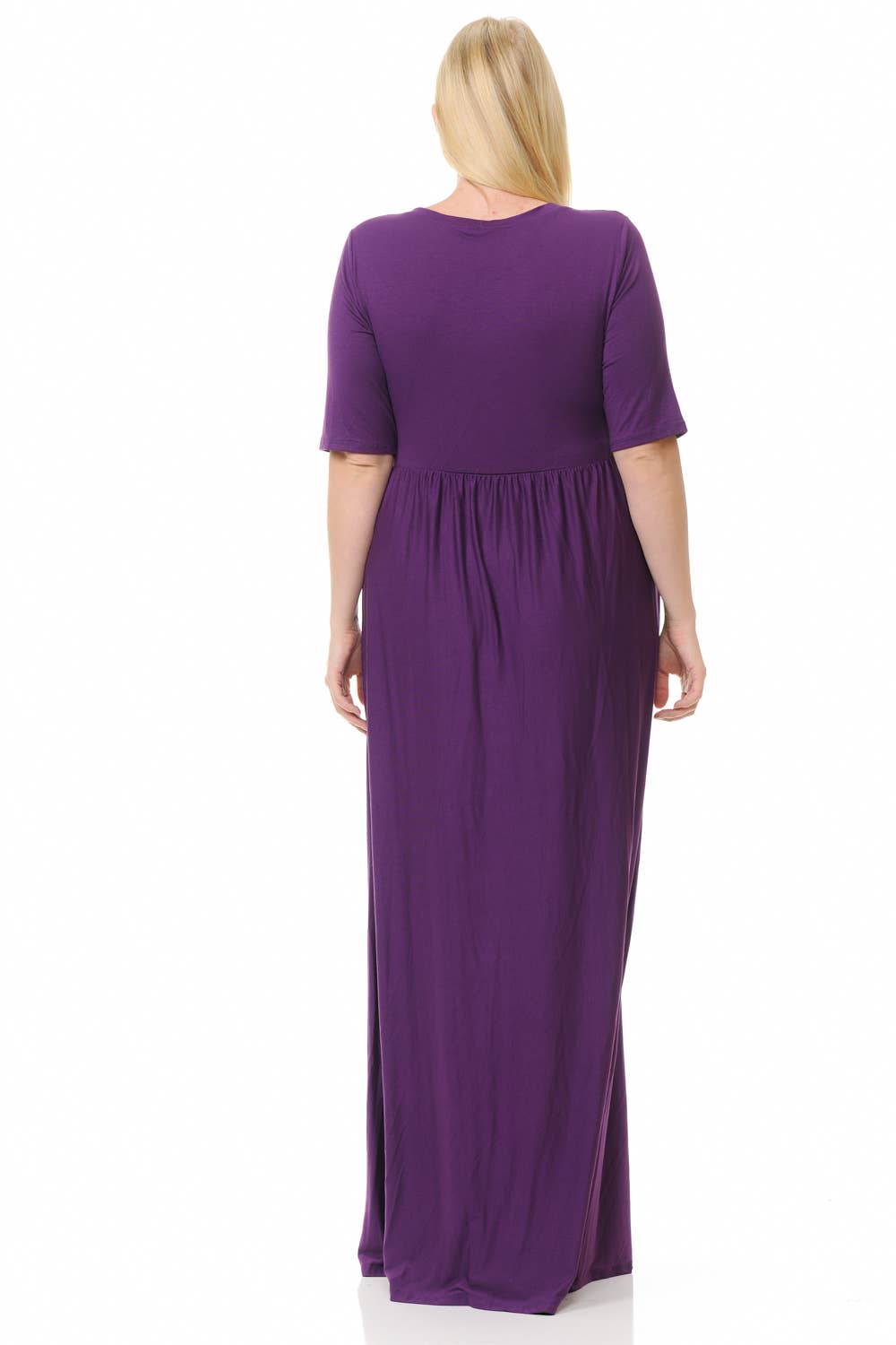 Viola Abito lungo taglie comode stile impero con tasche - CD43411C-PL in vendita all'ingrosso su Faire3