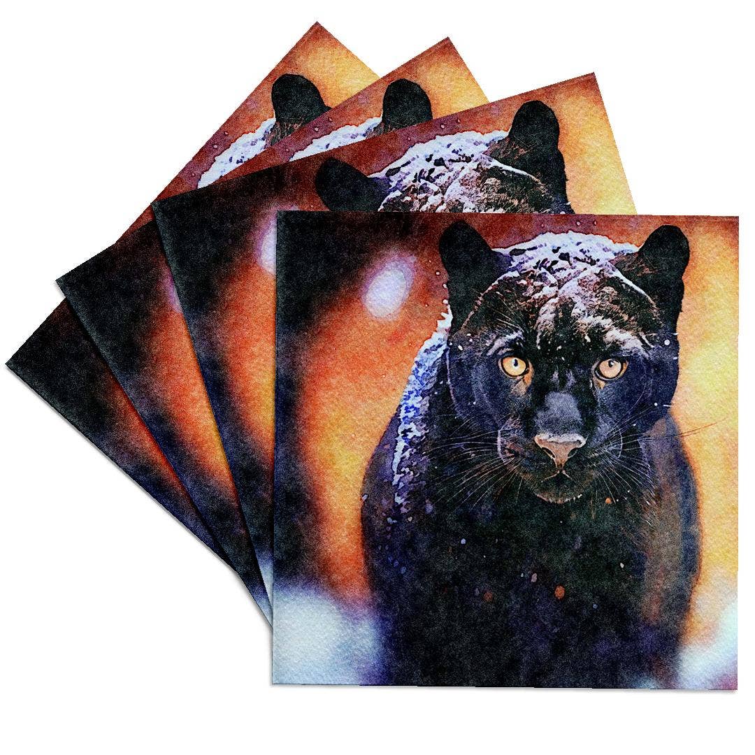 3dRose - Wholesale Coasters - 3dRose, Panther With Snow On His Head Image Of Watercolor Painting, Coaster0
