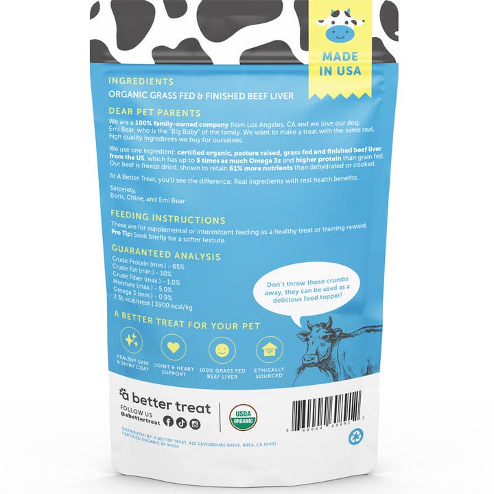 A Better Treat - Wholesale Pet Treats - Dog - Organic Freeze Dried 100% Grass Fed Beef Dog and Cat Treats4