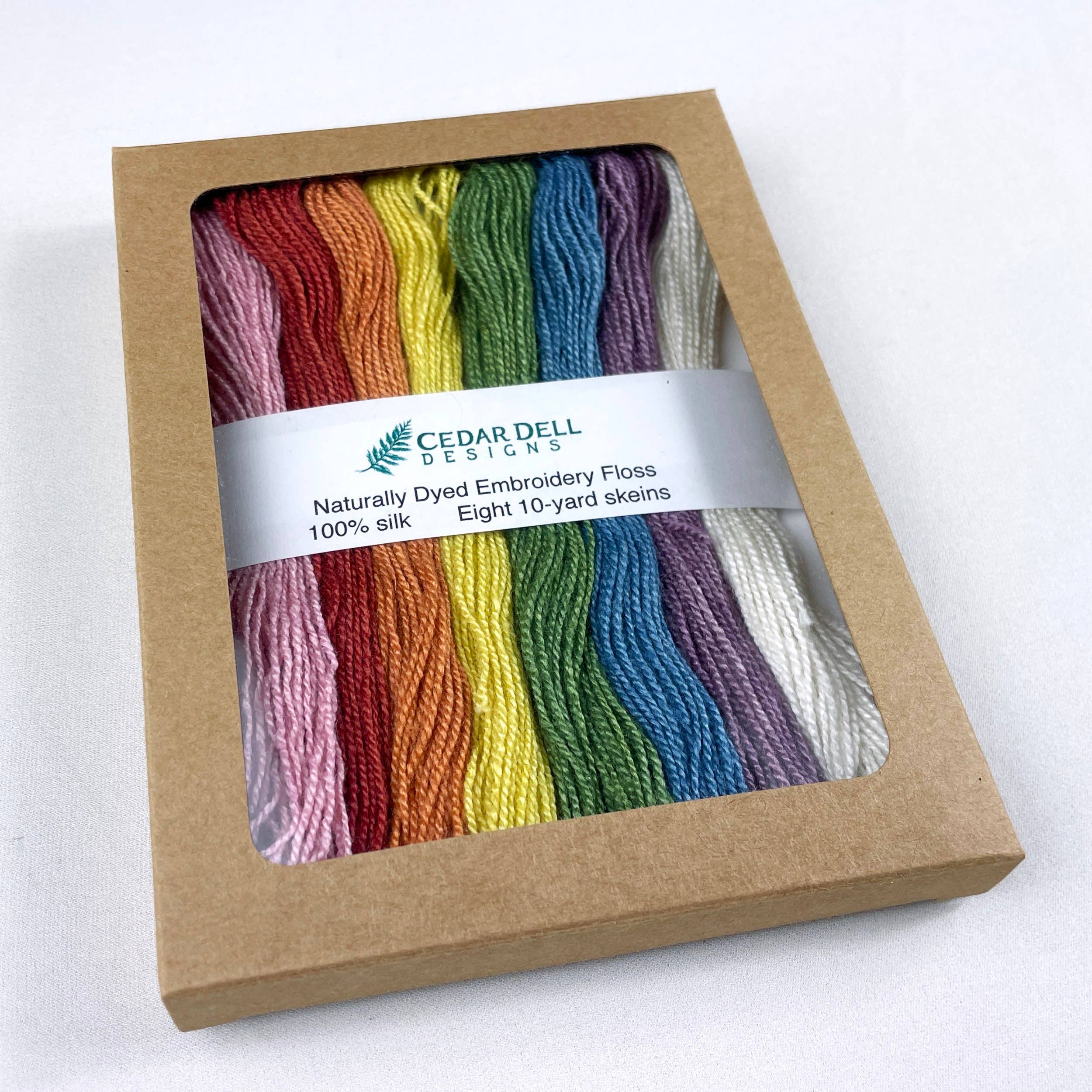 Cedar Dell Designs - Wholesale Embroidery/Cross Stitch Supplies - Naturally Dyed Silk Embroidery Floss - Rainbow Set6