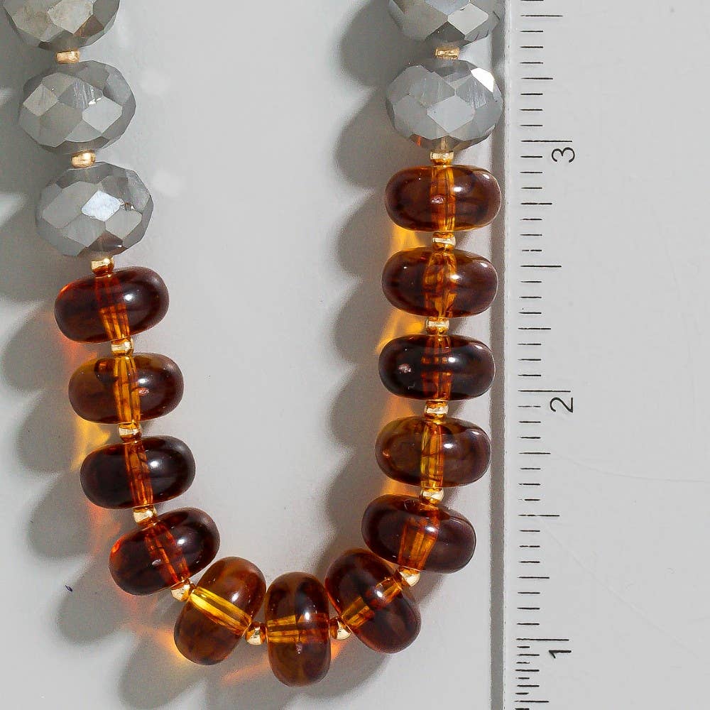 The Looks by Fame Accessories - Wholesale Pendant/charm necklace - Mixed Faceted And Marble Resin Disc Beads Necklace2