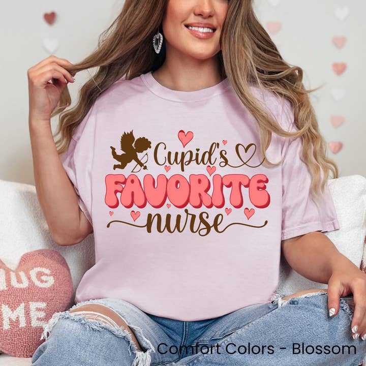 Cupid's Favorite Nurse Tee for wholesale by Okie Design Co