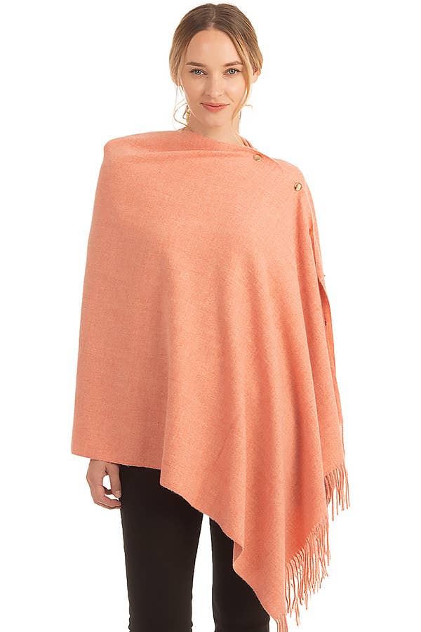 Cap Zone - Vente Poncho – femme - Poncho en forme de châle à bouton-pression en or simpliste5