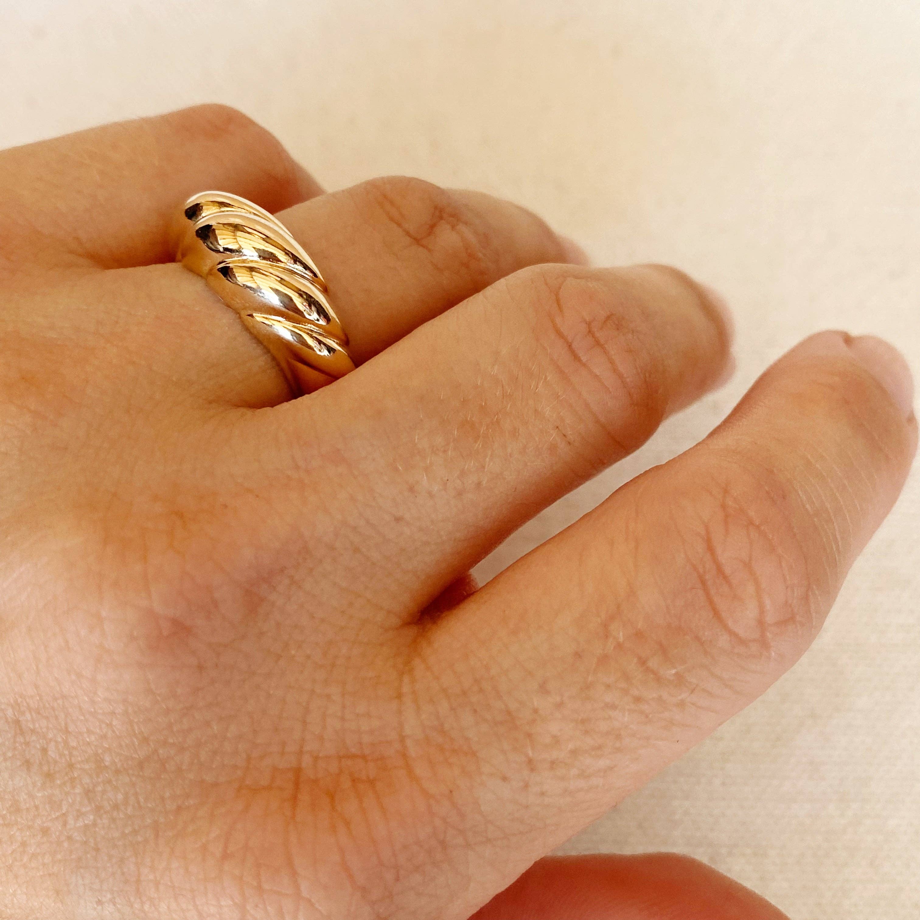 GoldFi – wholesale Band/stacked ring – 18k Gold Filled Dome Croissant Ring5