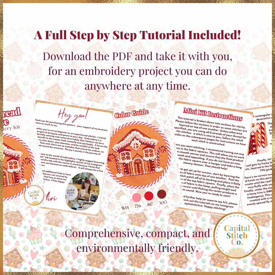 Capital Stitch Co. - Wholesale Embroidery/cross-stitch supplies - Gingerbread House Mini Embroidery Holiday Kit 2