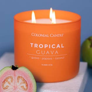 Tropical Guava Scented Jar Candle, Soy Blend Wax, 14.5oz for wholesale by MVP Group International INC