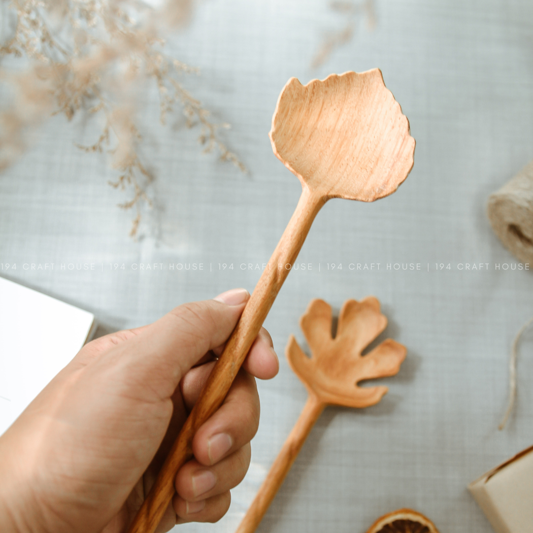 194 Craft House - Venta al por mayor Utensilio para servir - Servidores de madera para ensaladas con forma de hoja, 10 pulgadas, utensilio para servir5