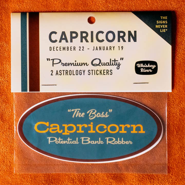 Pacchetto adesivi astrologici del Capricorno per la vendita all'ingrosso da parte di Whiskey River Soap Co.